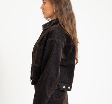 Mia Flock Denim Jacket Denim Brown - Things I Like Things I Love