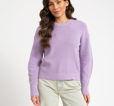 Mila Twist Crew Neck Knit Purple Rose - Things I Like Things I Love