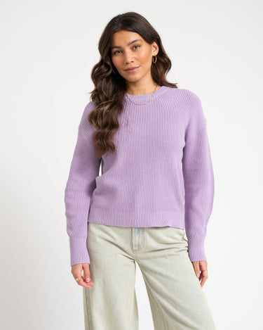 Mila Twist Crew Neck Knit Purple Rose - Things I Like Things I Love