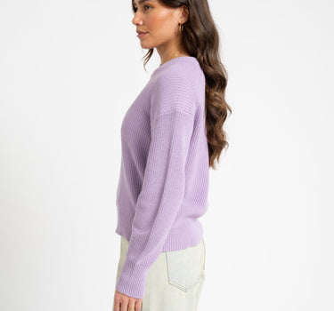 Mila Twist Crew Neck Knit Purple Rose - Things I Like Things I Love