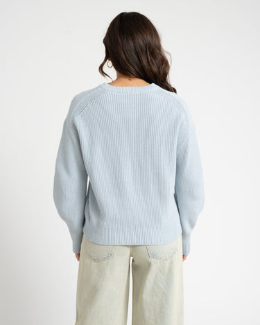 Mila Twist Crew Neck Knit Skyway - Things I Like Things I Love