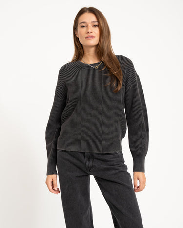 Mila Twist Wash Crew Neck Knit Black - Things I Like Things I Love