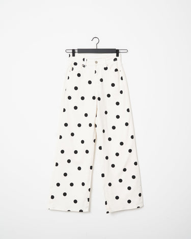 Mina Wide Leg Polkadot Jeans Wit - Things I Like Things I Love