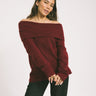 Minka Off Shoulder Knit Cabernet - Things I Like Things I Love