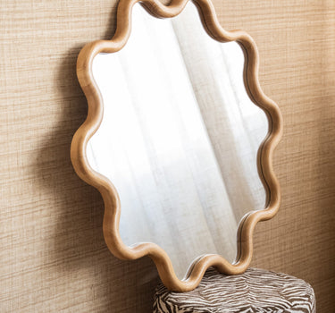 Mirror Wavy Wood Natural - Round - Things I Like Things I Love