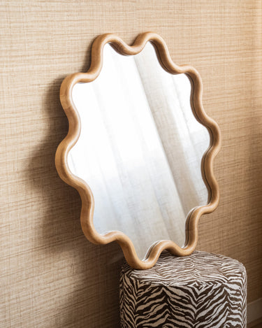 Mirror Wavy Wood Natural - Round - Things I Like Things I Love