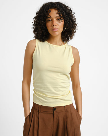 Molly O - neck Ruching Top French Vanilla - Things I Like Things I Love