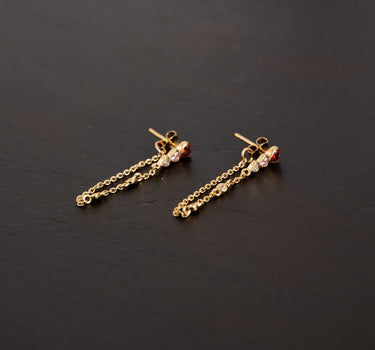 Multi heart chain earring Gold - Things I Like Things I Love
