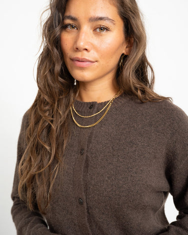 Natalie Diverse Cardigan Knit Seal Brown - Things I Like Things I Love