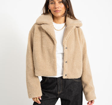 Nati Crop Teddy Jacket Birch - Things I Like Things I Love