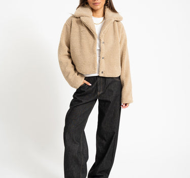Nati Crop Teddy Jacket Birch - Things I Like Things I Love