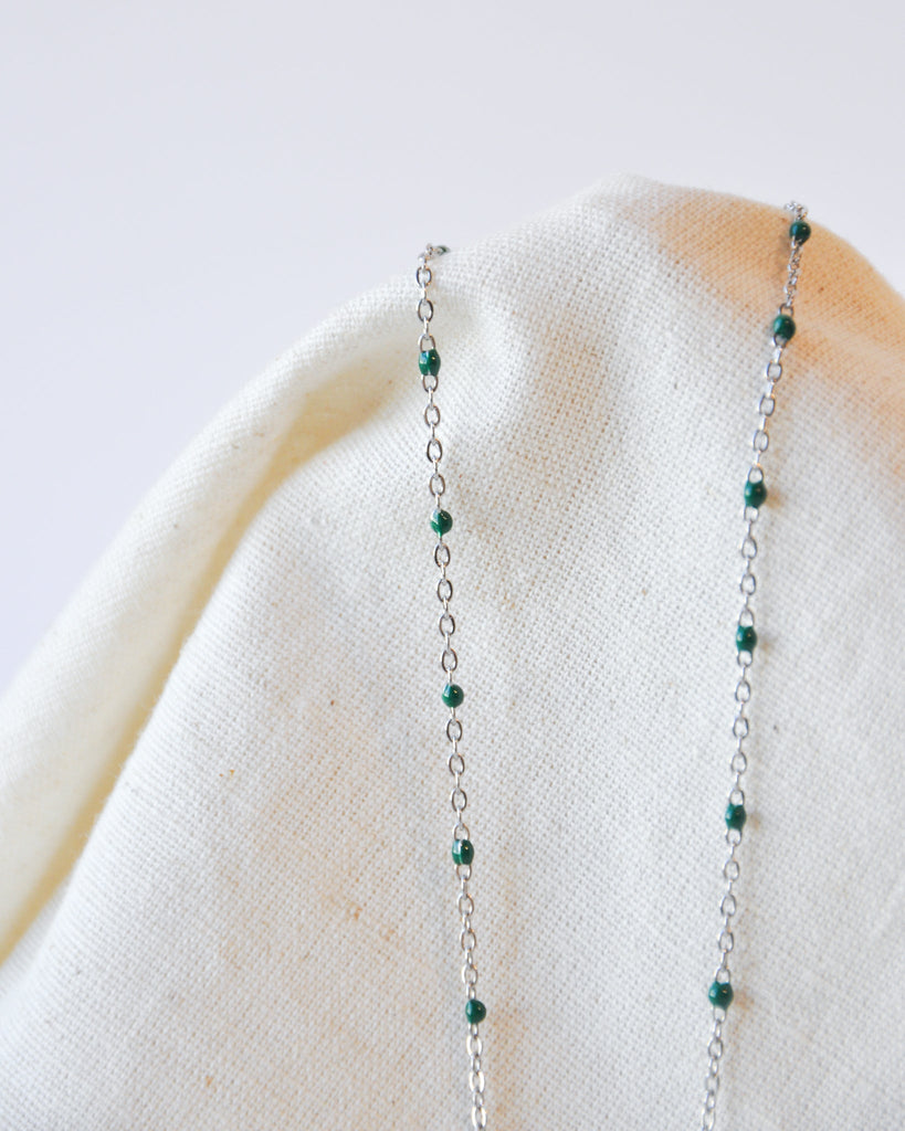 Necklace Dot Green Silver - Things I Like Things I Love