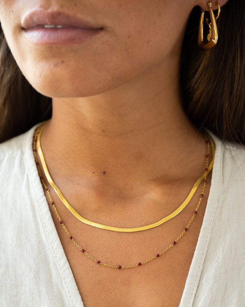 Necklace Dot Red Gold - Things I Like Things I Love