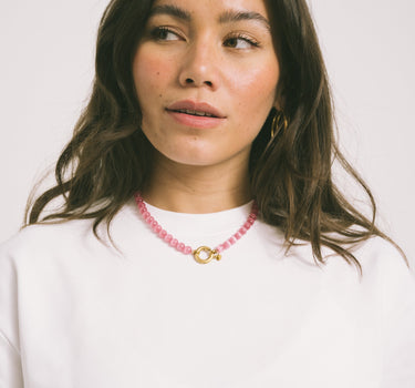 Necklace Pink Snake Gold Pink - Things I Like Things I Love