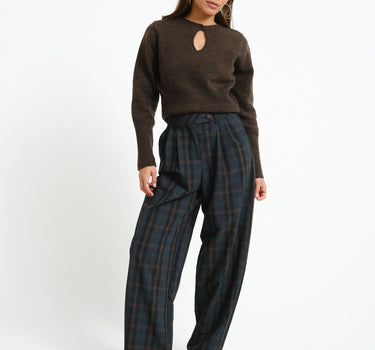 Nico Miley Checkered Barrel Pants zwart groen - Things I Like Things I Love
