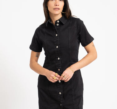 Nisa Slim Denim Dress Black - Things I Like Things I Love