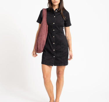Nisa Slim Denim Dress Black - Things I Like Things I Love