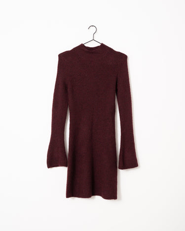 Nola High Neck Knit Dress Windsor Wine - Things I Like Things I Love