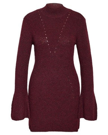 Nola High Neck Knit Dress Windsor Wine - Things I Like Things I Love