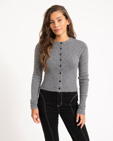 NOLA KNIT CARDIGAN Medium Grey Melange - Things I Like Things I Love