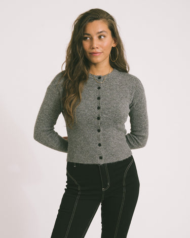NOLA KNIT CARDIGAN Medium Grey Melange - Things I Like Things I Love