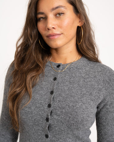 NOLA KNIT CARDIGAN Medium Grey Melange - Things I Like Things I Love
