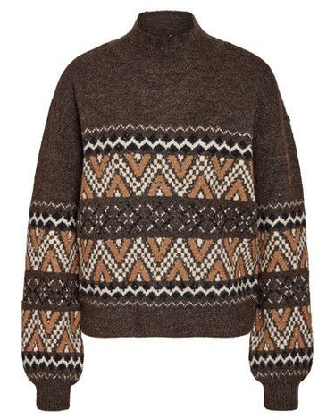 Nordic High Neck Knit Chocolate Bruin/WASHED - Things I Like Things I Love