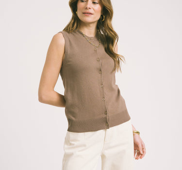 Ophelia Cardigan Vest Knit Brown - Things I Like Things I Love
