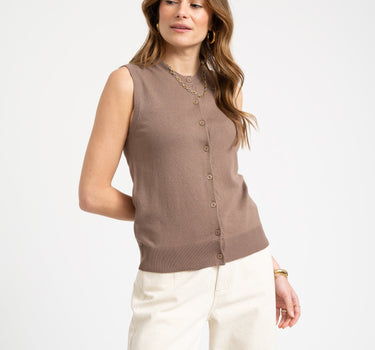 Ophelia Cardigan Vest Knit Brown - Things I Like Things I Love