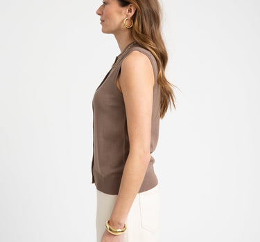 Ophelia Cardigan Vest Knit Brown - Things I Like Things I Love