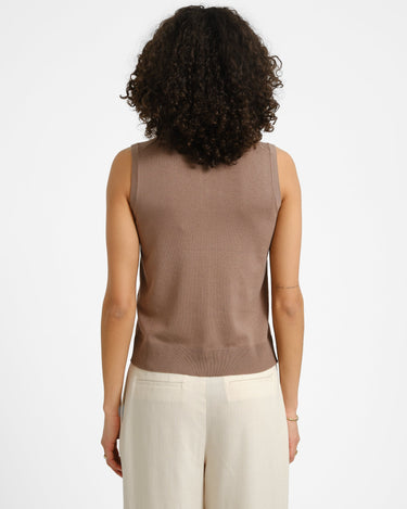 Ophelia Cardigan Vest Knit Brown - Things I Like Things I Love