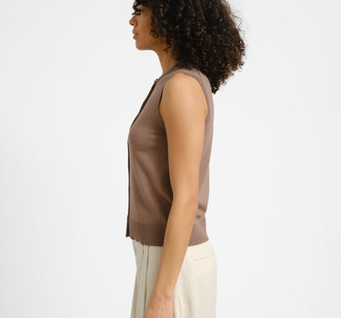Ophelia Cardigan Vest Knit Brown - Things I Like Things I Love