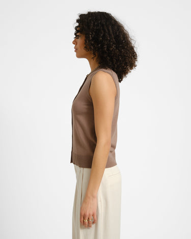 Ophelia Cardigan Vest Knit Brown - Things I Like Things I Love