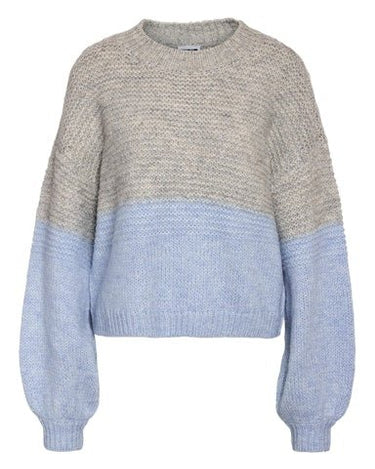 Ophelia High Neck Knit Cashmere Blue/Grey Melange - Things I Like Things I Love
