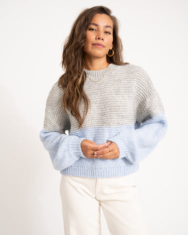 Ophelia High Neck Knit Cashmere Blue/Grey Melange - Things I Like Things I Love