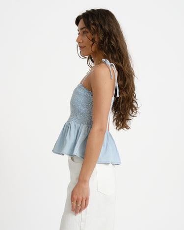 Oregon Smock Top Light Blue Denim - Things I Like Things I Love