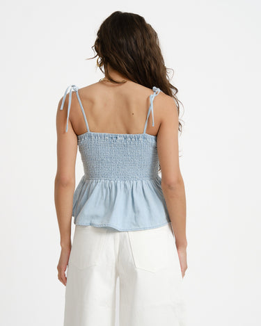 Oregon Smock Top Light Blue Denim - Things I Like Things I Love