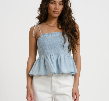 Oregon Smock Top Light Blue Denim - Things I Like Things I Love