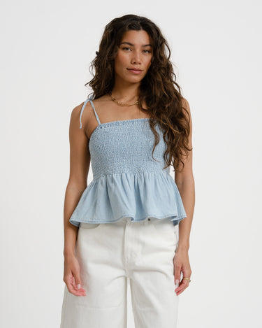 Oregon Smock Top Light Blue Denim - Things I Like Things I Love