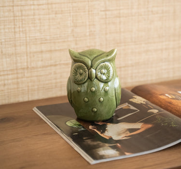 Ornament Owl Porcelain Green - Things I Like Things I Love