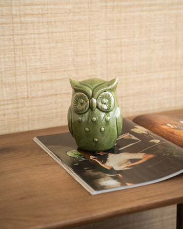 Ornament Owl Porcelain Green - Things I Like Things I Love