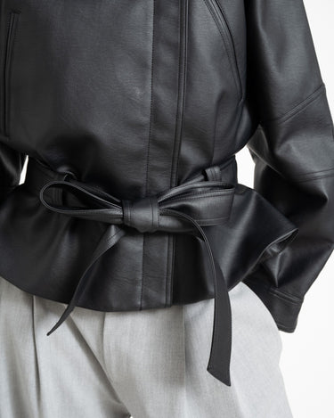 PAULA WAISTED PU JACKET Black - Things I Like Things I Love
