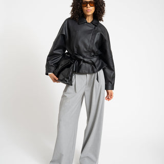 PAULA WAISTED PU JACKET Black - Things I Like Things I Love