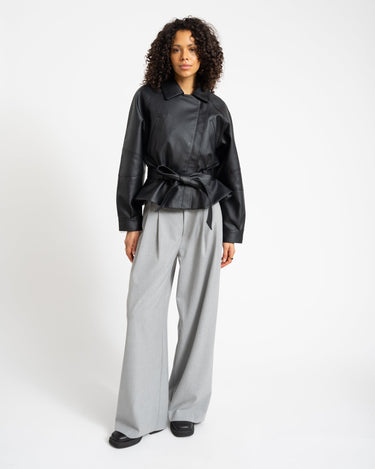 PAULA WAISTED PU JACKET Black - Things I Like Things I Love