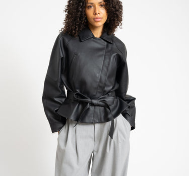 PAULA WAISTED PU JACKET Black - Things I Like Things I Love