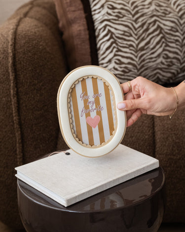 Photo Frame Oval Beige - Things I Like Things I Love