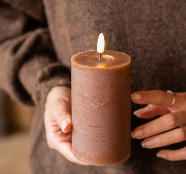 Pillar Candle Led Lumaire Brown - Things I Like Things I Love