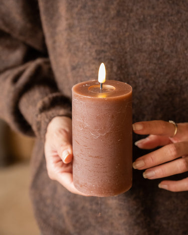 Pillar Candle Led Lumaire Brown - Things I Like Things I Love