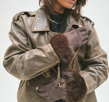 Pinzolo Gloves Faux Fur Brown - Things I Like Things I Love