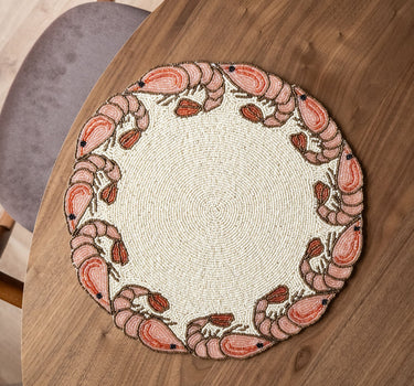 Placemat Beaded Prawns Round - Things I Like Things I Love